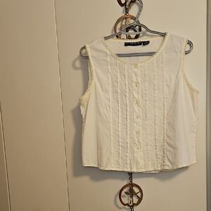 Cotton Express Ivory Sleeveless Blouse